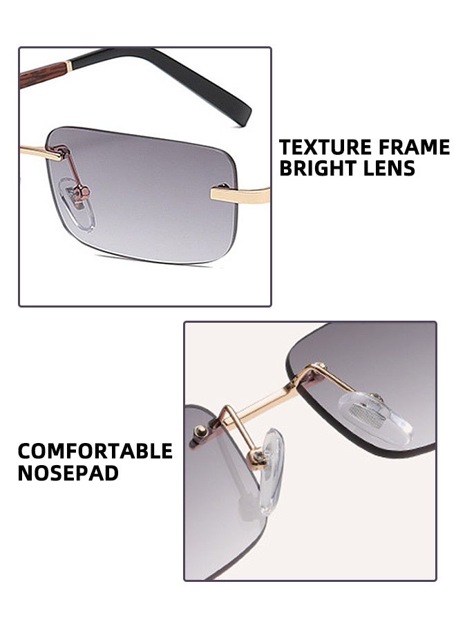نظارات شمسية مستطيلة بدون إطار بتصميم كلاسيكي - Image 3