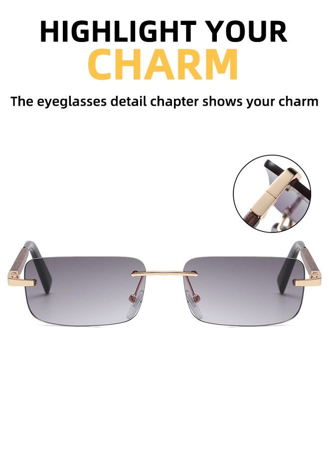 نظارات شمسية مستطيلة بدون إطار بتصميم كلاسيكي - Image 2