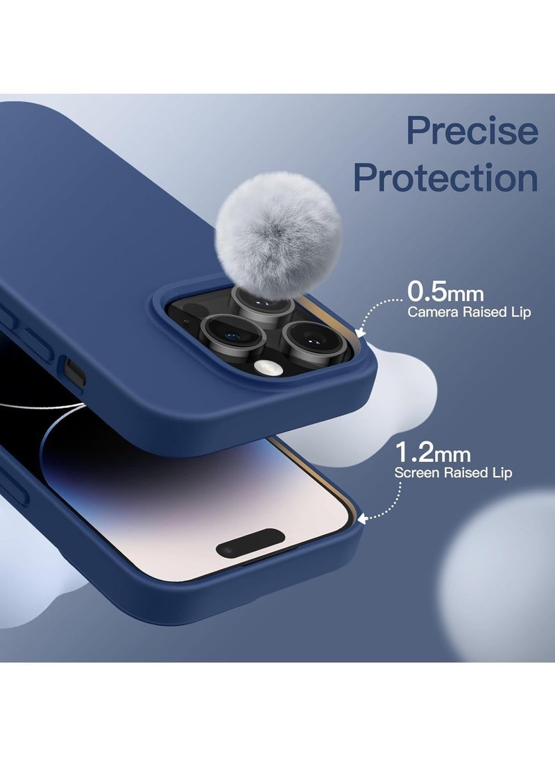 ليدين جراب سيليكون لهاتف iPhone 14 Pro، جراب هاتف كامل الجسم، ناعم الملمس، غطاء مقاوم للصدمات مع بطانة من الألياف الدقيقة - Image 4