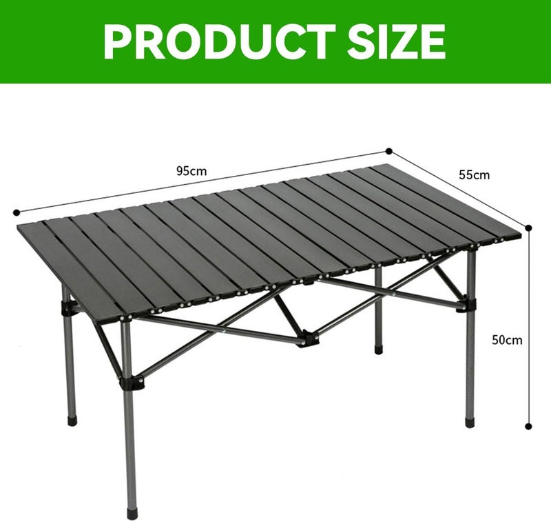 ECVV Foldable Outdoor Camping Table, 95×55×50cm, Lightweight Aluminum with Carry Bag - Image 3
