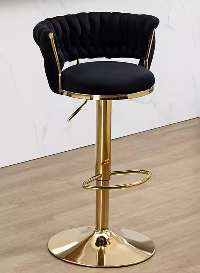 DubaiGallery Luxury bar Stool,Modern Round Adjustable Reception Chair, Gold Velvet Bar Chair, Kitchen high Dining Chair , Height Adjustable and 360° Swivel. Suitable for bar, Home, offce, Cafe - Image 1