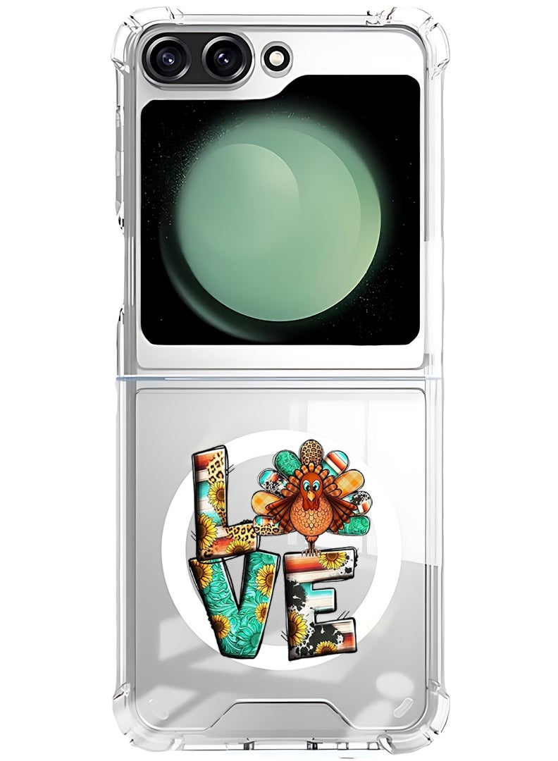 Theodor Magnetic Case for Samsung Galaxy Z Flip 6 Compatible with MagSafe Wireless Charging, Shockproof Phone Bumper Cover Love - Image 1