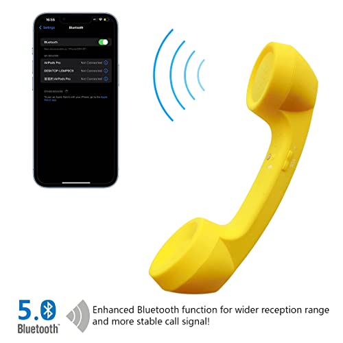 LIONSOUL Retro Phone Handset with Wireless Bluetooth and USB Handsets for Cell Phones Radiation-Proof Comfortable Call (Yellow) - Image 2