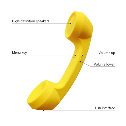 LIONSOUL Retro Phone Handset with Wireless Bluetooth and USB Handsets for Cell Phones Radiation-Proof Comfortable Call (Yellow) - Image 3