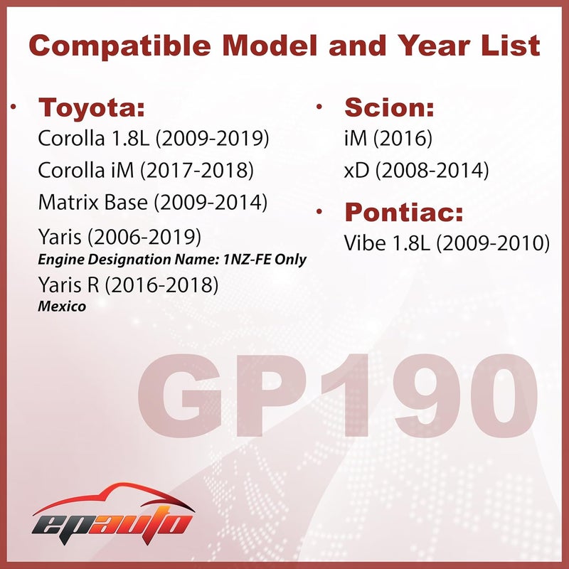 EPAuto GP190 (CA10190) Engine Air Filter, Replacement for Toyota Corolla 1.8L, Yaris, Matrix, Scion iM, xD, Pontiac Vibe – Fits Select Models 2006–2019 - Image 2