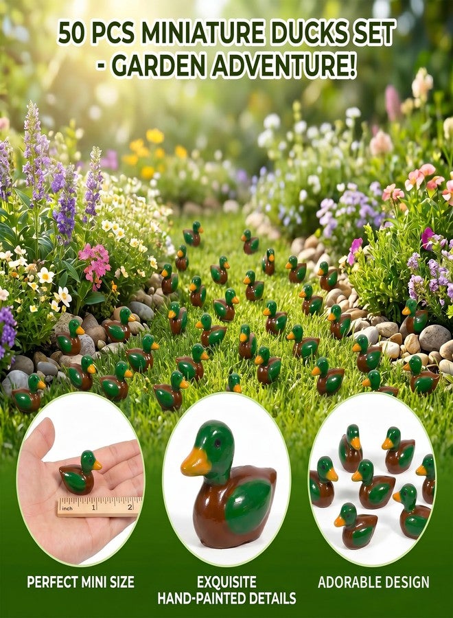 Furjane 50 PCS Mini Mallard Ducks Miniature Mallard Resin Duck Figurines Tiny Ducks Bulk for Micro Fairy Garden Hide Moss Landscape Terrarium Crafts Cake Toppers - Image 3
