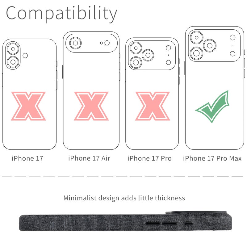 Dockem Faux Leather Case for iPhone 17 Pro Max Compatible with MagSafe, with Capacitive Camera Control Button (MSVL, Charcoal Black) - Image 2