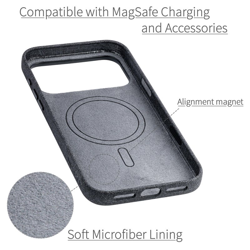 Dockem Faux Leather Case for iPhone 17 Pro Max Compatible with MagSafe, with Capacitive Camera Control Button (MSVL, Charcoal Black) - Image 4