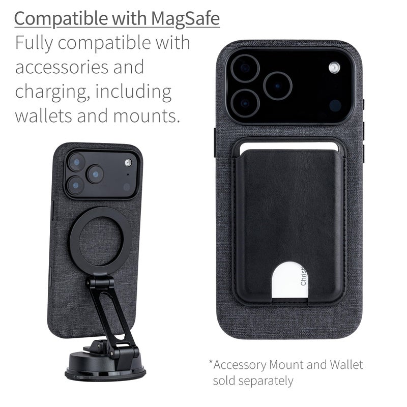 Dockem Faux Leather Case for iPhone 17 Pro Max Compatible with MagSafe, with Capacitive Camera Control Button (MSVL, Charcoal Black) - Image 5