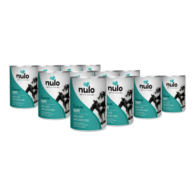 Nulo Grain-Free Turkey, Cod, & Sweet Potato Recipe Wet Canned Dog Food for Puppies, 13 Ounce, 12 Cans - Image 1