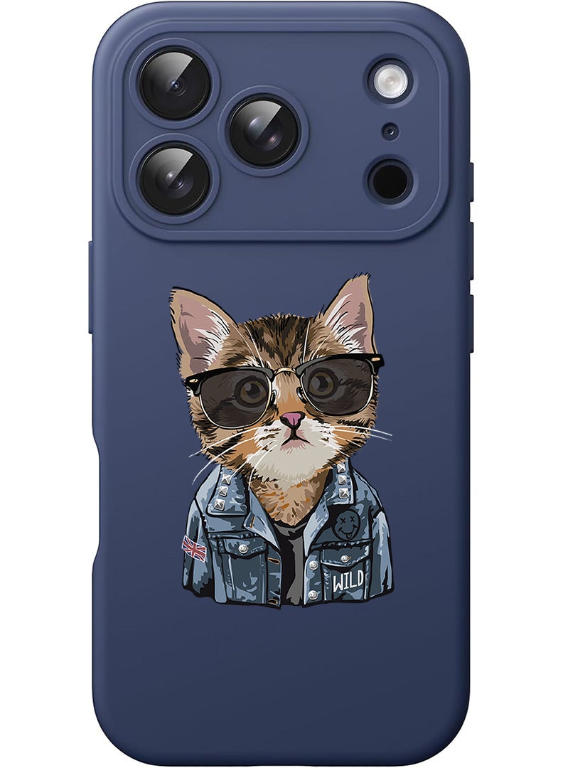 Theodor Protective Slim Fit Case Liquid Silicone Cover with Full Body Protection Anti-Scratch Shockproof Case For Apple iPhone 17 Pro (Blue) swag cat - Image 1