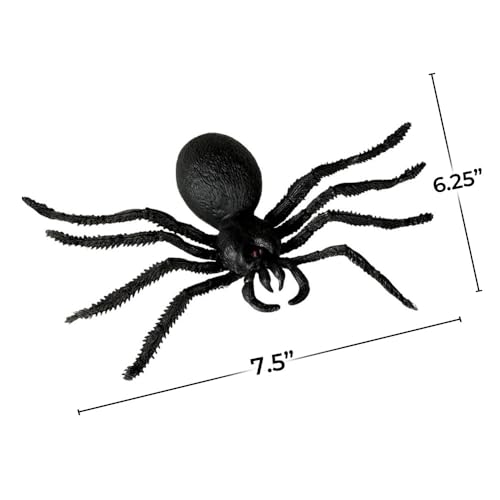 Amscan Black Big Plastic Spider & Polyester Web (7.5" x 6.25") - 1 Set - Realistic Design, Perfect Decoration For Halloween, Haunted Houses & Spooky Fun - Image 2