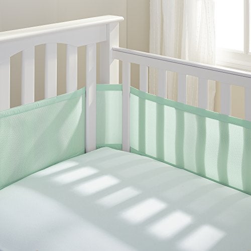 BreathableBaby Breathable Mesh Liner for FullSize Cribs Classic 3mm Mesh Mint Green Size 4FS Covers 3 or 4 Sides