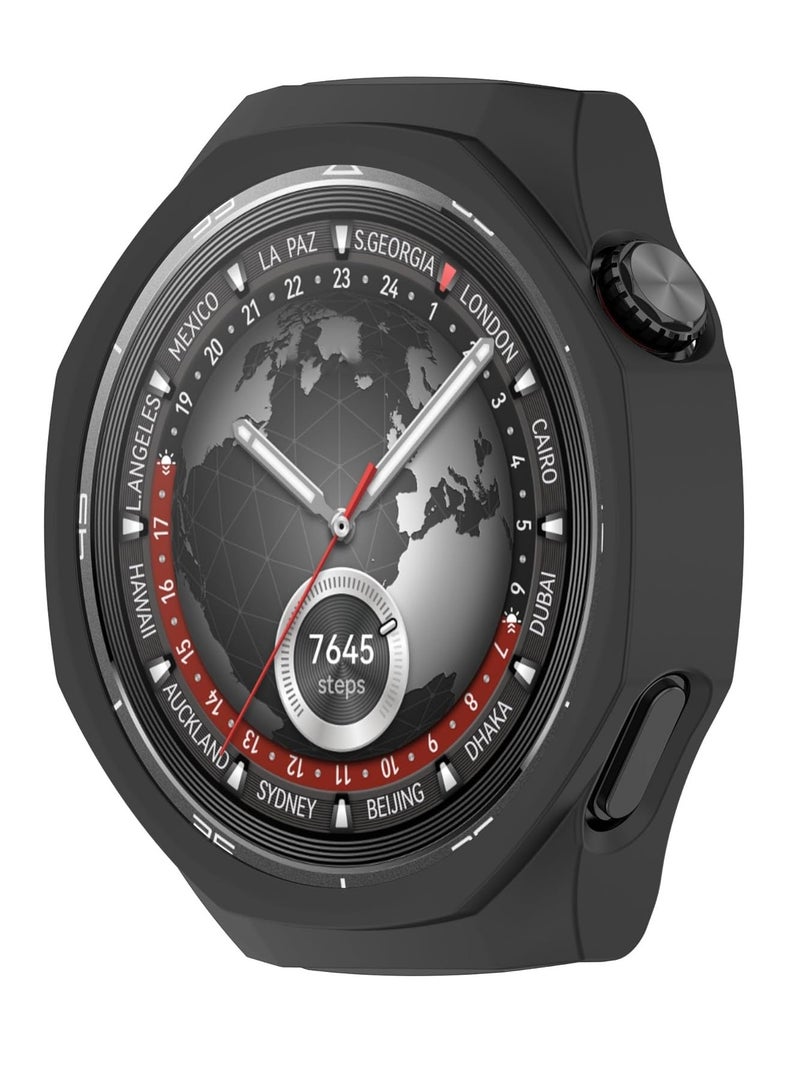 Coverage Case with No Screen Protector Compatible with Huawei Watch GT 5 Pro 46MM, PC and Real Glass Protective Case Cover Color Black. - Image 1