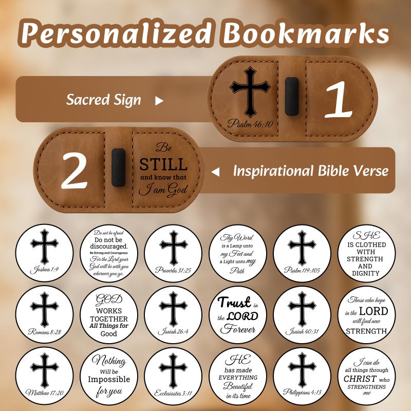 JUBOPE Bygone Mark Personalized Magnetic Leather Bookmark with Pen Holder - Inspirational Bible Verse Scripture Design, Custom Book Marker for Book Lovers Men Women (Brown-Psalm 119ï¼š105) - Image 4