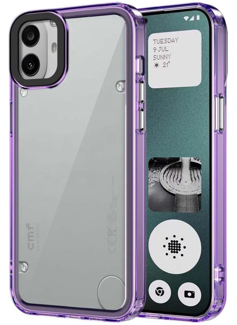VKL - Compitable with Nothing CMF Phone 1 2024 Case, Crystal Clear Slim Hybrid Hard Back and TPU Rubber Grip Rim Bumper Skin Shockproof Cover for Nothing CMF Phone 1 (Purple) - Image 1