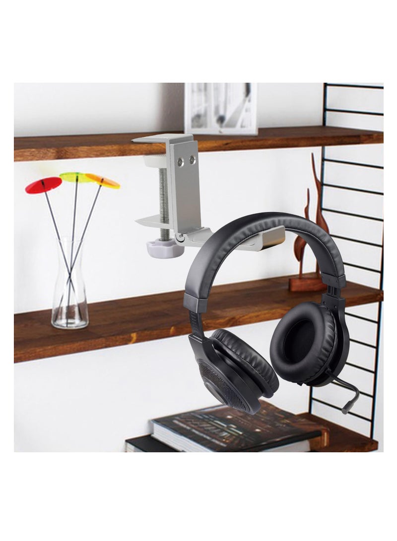 Excefore Aluminum Headphone Stand Hanger Foldable, Headset Holder Clamp Hook Under Desk with Cable Clip, Universal Headset Stand for Most Headset Gaming Headset & Controller, Silver - Image 4
