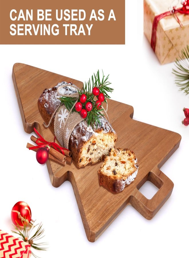 Renawe Christmas Kitchen Decor Tree Charcuterie Board Gift Acacia Wood Cutting Board with Handle Holiday Decorations Platter Wooden Xmas Cheese Boards Decorative Charcuterie Board Food Serving Tray - Image 5