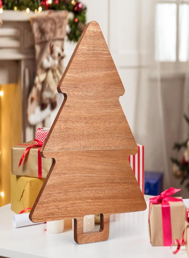 Renawe Christmas Kitchen Decor Tree Charcuterie Board Gift Acacia Wood Cutting Board with Handle Holiday Decorations Platter Wooden Xmas Cheese Boards Decorative Charcuterie Board Food Serving Tray - Image 3