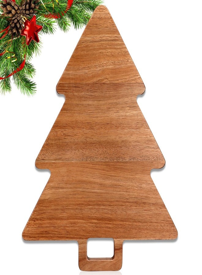 Renawe Christmas Kitchen Decor Tree Charcuterie Board Gift Acacia Wood Cutting Board with Handle Holiday Decorations Platter Wooden Xmas Cheese Boards Decorative Charcuterie Board Food Serving Tray - Image 1
