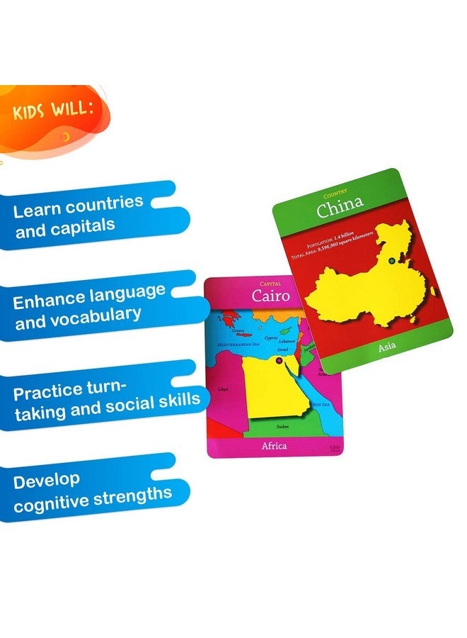 Geotoys Geocards, World Flash Cards Geography Game, Kid Card Games For Home, School, Countries And Capitals Flash Cards, Kids Game Ages 4 And Up - Image 4