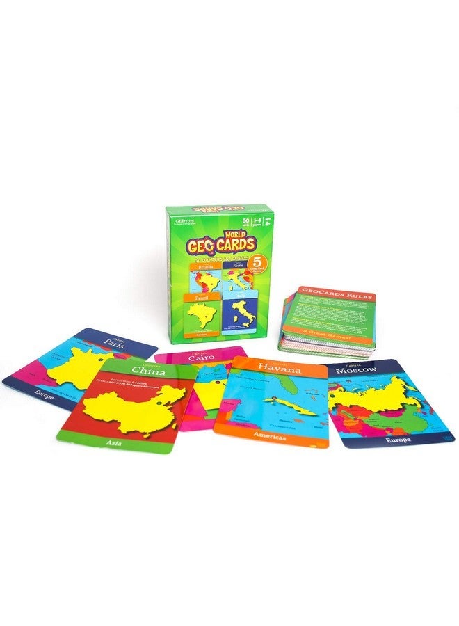 Geotoys Geocards, World Flash Cards Geography Game, Kid Card Games For Home, School, Countries And Capitals Flash Cards, Kids Game Ages 4 And Up - Image 1