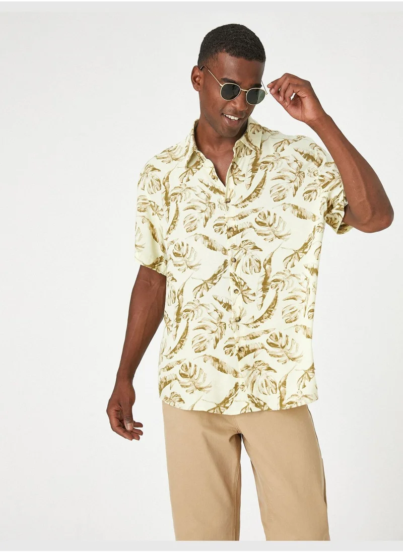 KOTON Floral Shirt Short Sleeved