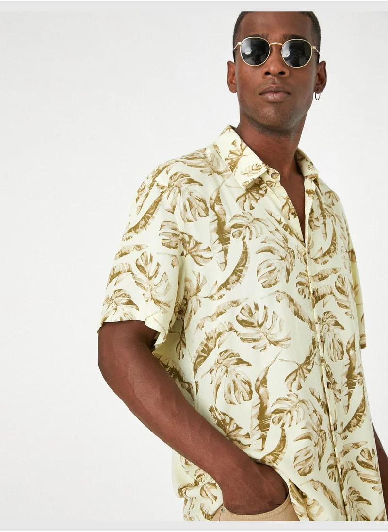 KOTON Floral Shirt Short Sleeved