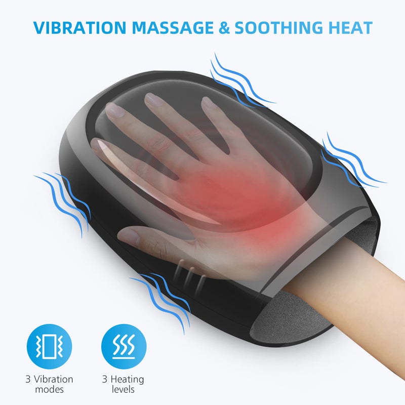 COMFIER Hand Massager with Heat and Compression, Cordless Hand Massager for Arthritis and Carpal Tunnel, Wrist, Finger Massage, Gifts for Mom, Dads, Women and Men (Black) - Image 3