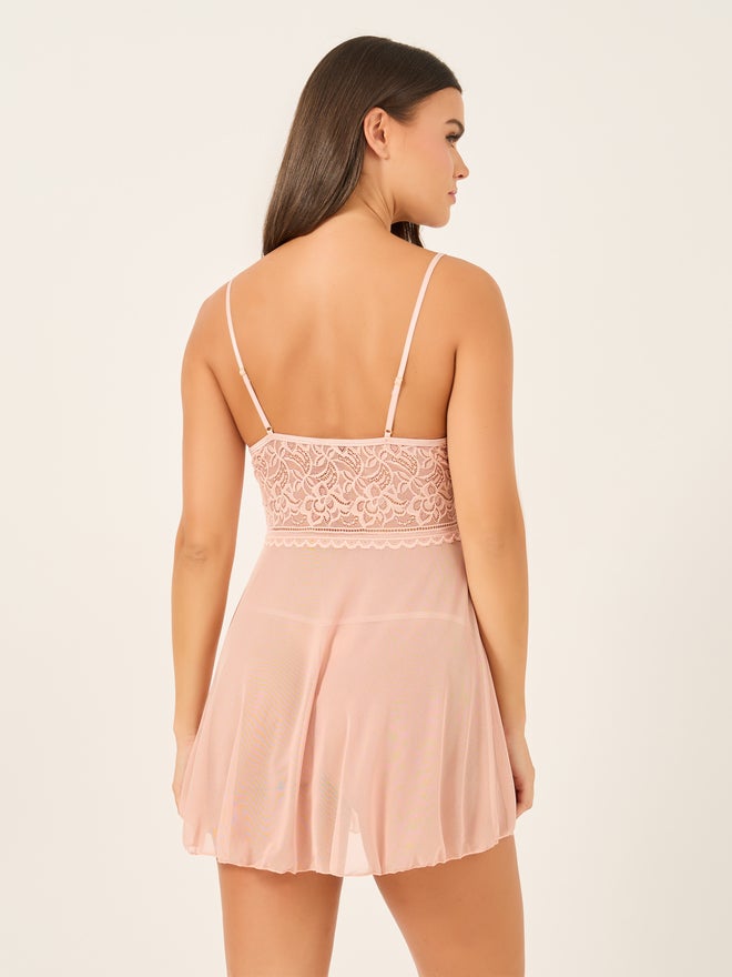 Styli Styli Lace Panel Babydoll with Briefs  - Image 4