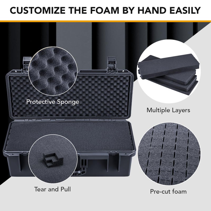 Lykus HC-5031 Waterproof Hard Case with Customizable Foam Insert, Interior Size 20.67x8.15x6.69 in, Suitable for long slim items - Image 2