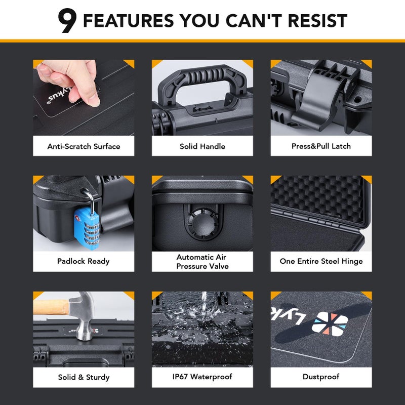 Lykus HC-5031 Waterproof Hard Case with Customizable Foam Insert, Interior Size 20.67x8.15x6.69 in, Suitable for long slim items - Image 5
