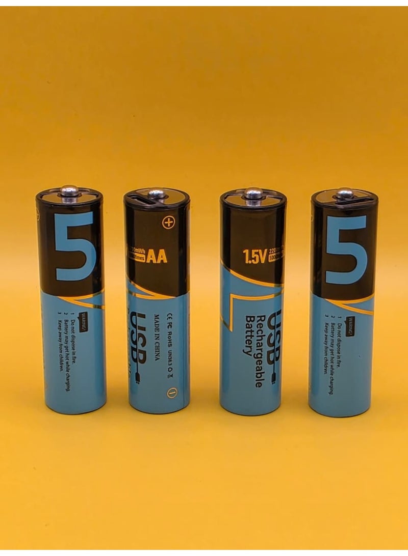 4 USB AA Rechargeable Batteries by Type-C Cable 1.5V 2200MAH - Image 3