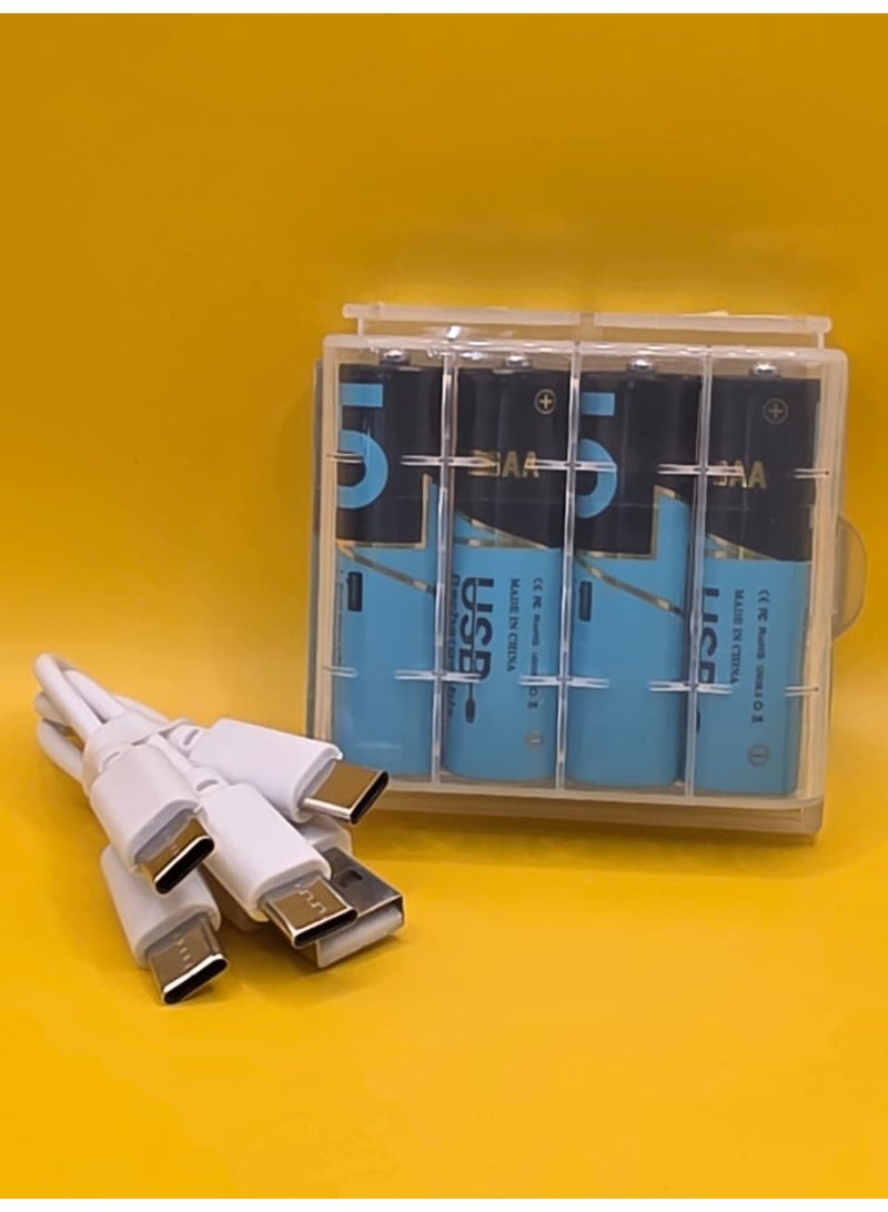 4 USB AA Rechargeable Batteries by Type-C Cable 1.5V 2200MAH - Image 4
