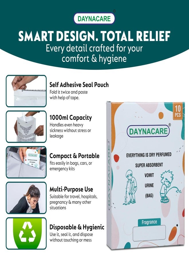 DAYNACARE Lemon Scented Travel Motion Sickness Vomit Bags (1000ml) | Nausea Bags | Aircraft & Car Sickness Bag | Good for all Ages Kids, Adults, Pregnant Women & Emergency Use| (Pack of 10) - Image 2
