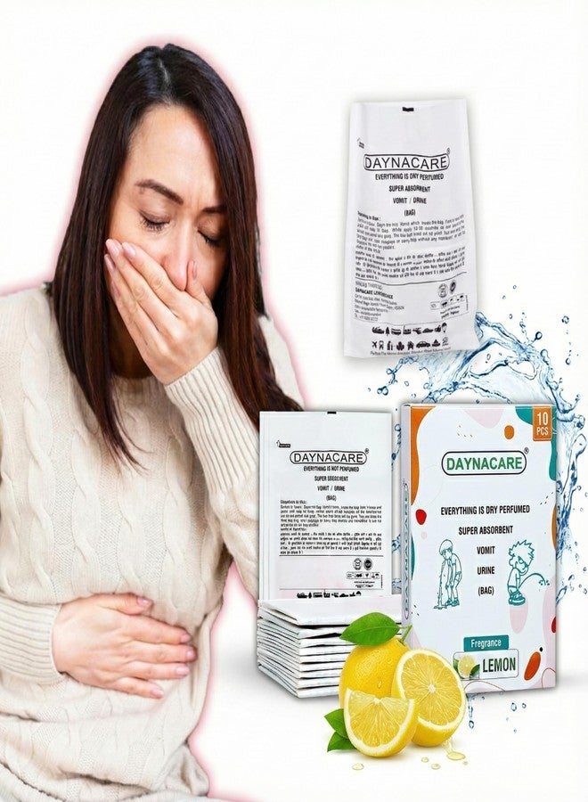 DAYNACARE Lemon Scented Travel Motion Sickness Vomit Bags (1000ml) | Nausea Bags | Aircraft & Car Sickness Bag | Good for all Ages Kids, Adults, Pregnant Women & Emergency Use| (Pack of 10) - Image 1