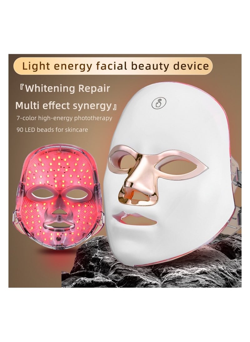 jingpin Medical-Grade White Gold-Trimmed LED Photon Facial Mask | Home & Salon-Grade Skincare | Collagen Activation · Lifting & Firming · 28-Day Skin Renewal | 23x20x16cm - Image 1