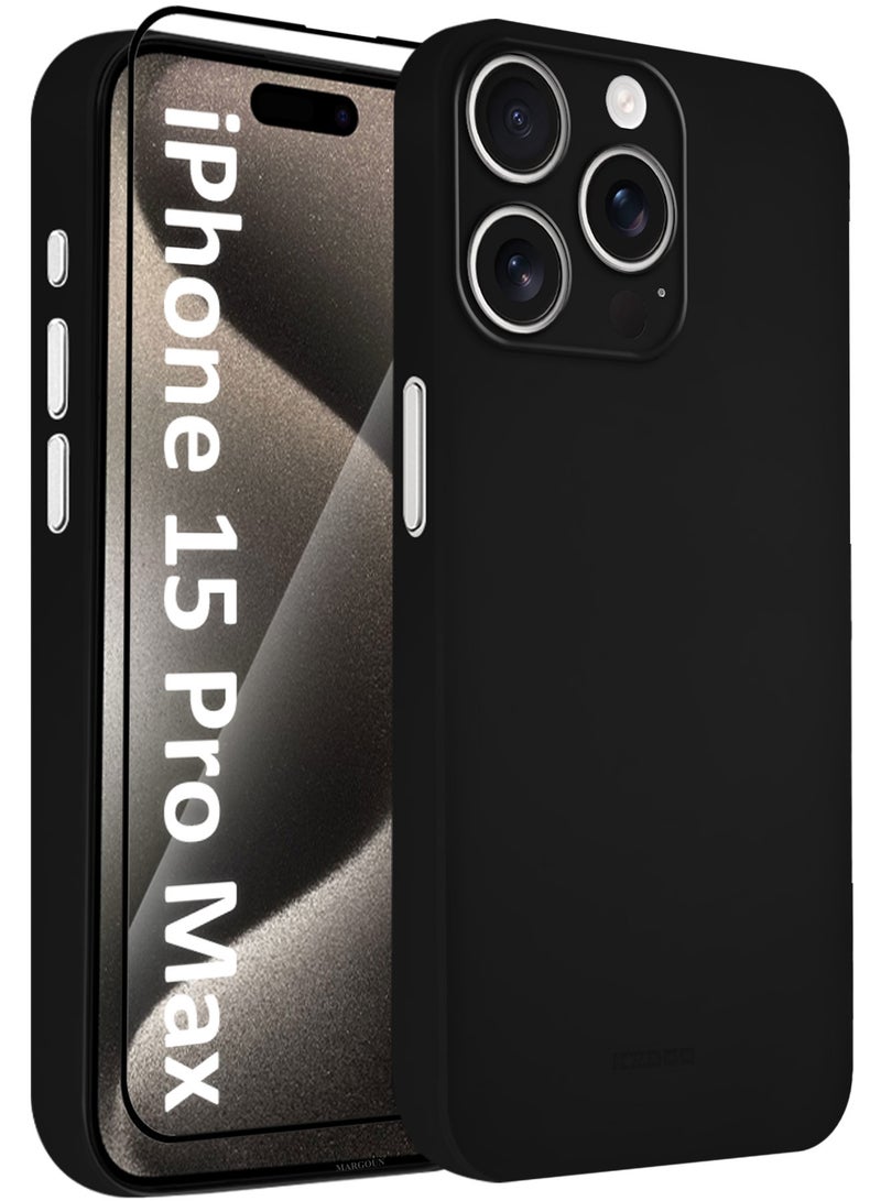 KZDOO ( for iPhone 15 Pro Max ) 2Packs Ultra Thin Case Cover Air Skin Series Back Cover Sturdy Durable Case Drop Protection Cover with Shockproof Screen Protector - Transparent Black - Image 1