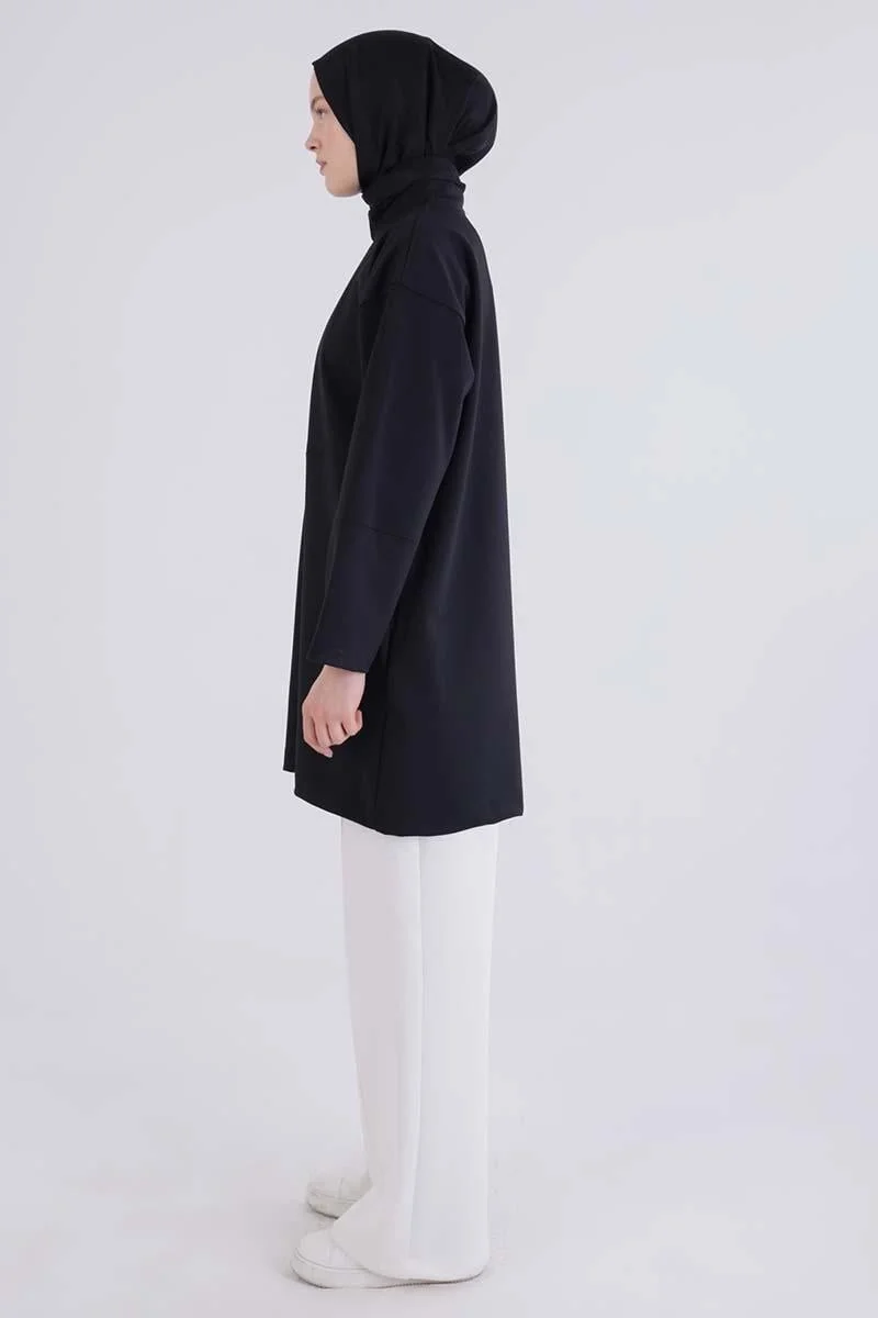 Allday Black-Zipped College Collar Jacket