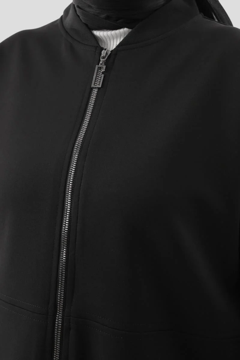 Allday Black-Zipped College Collar Jacket