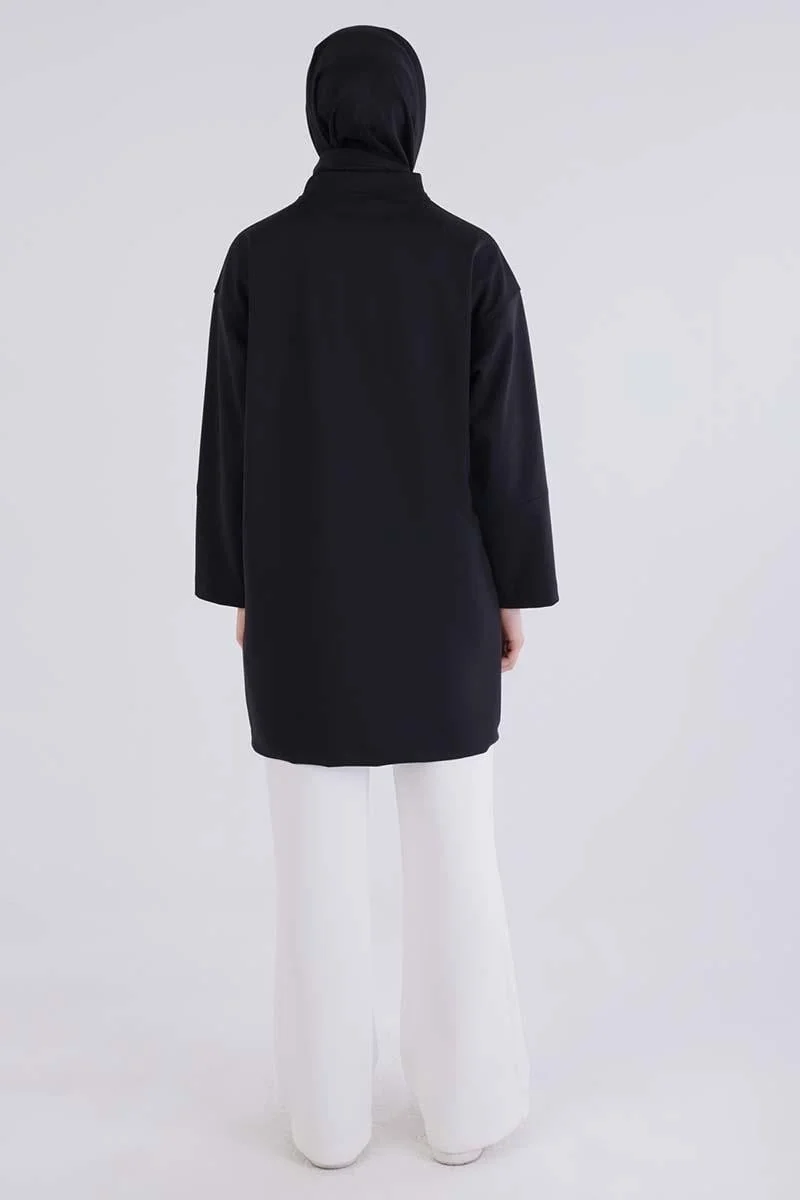 Allday Black-Zipped College Collar Jacket