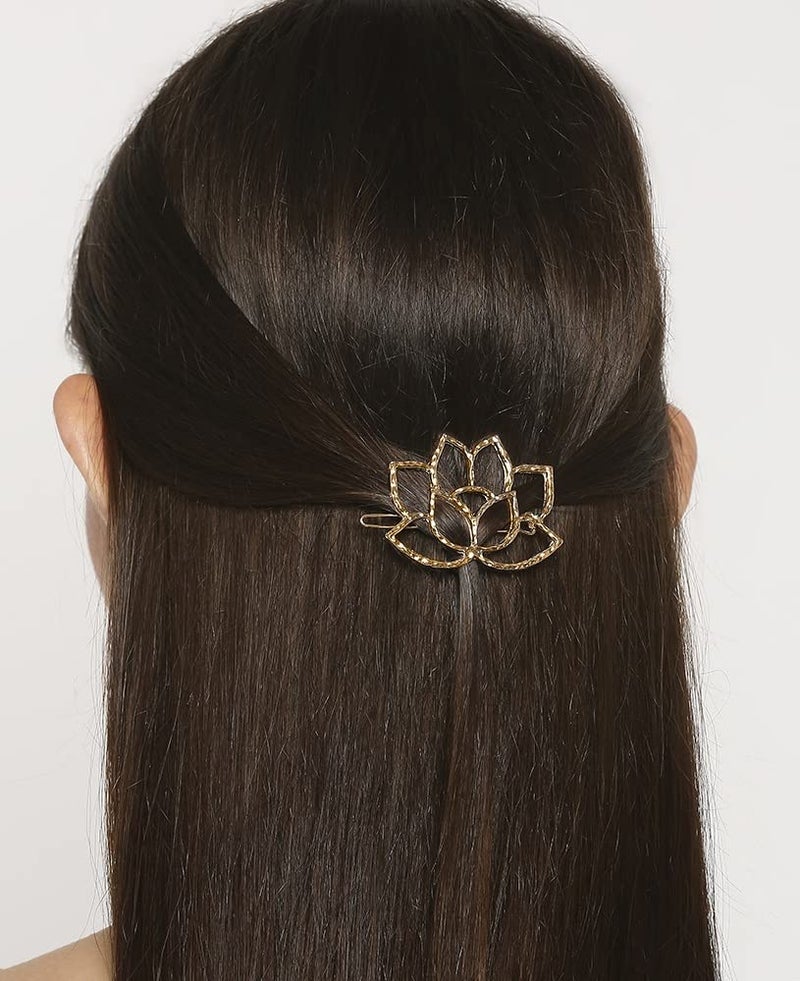 Oomph! OOMPH Jewellery Gold Tone Filigree Lotus Fashion Hair Clip/Hair Pin for Women & Girls (HOIS1R2) - Image 1
