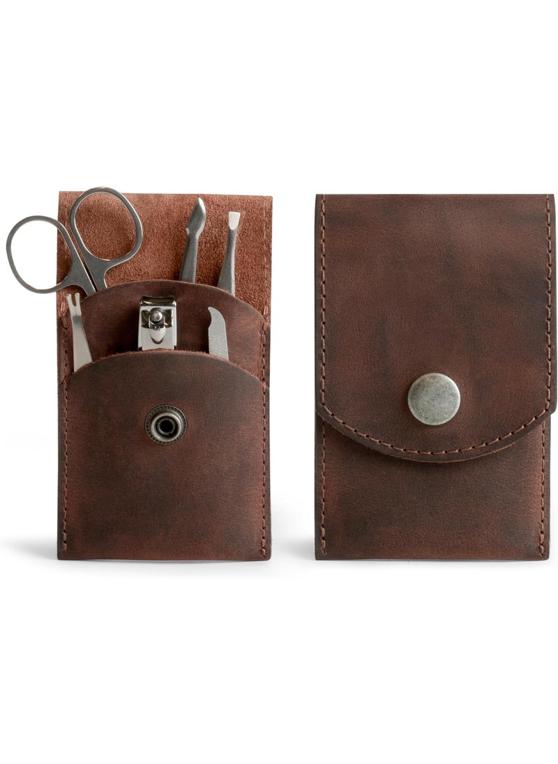Hide & Drink Hide & Drink, Double Nail Clipper Case, Beauty & Personal Care, Commuter and Nomad, Grooming Case, Home & Travel Essentials, Manicure Kit Storage, Full Grain Leather, Handmade, Bourbon Brown 