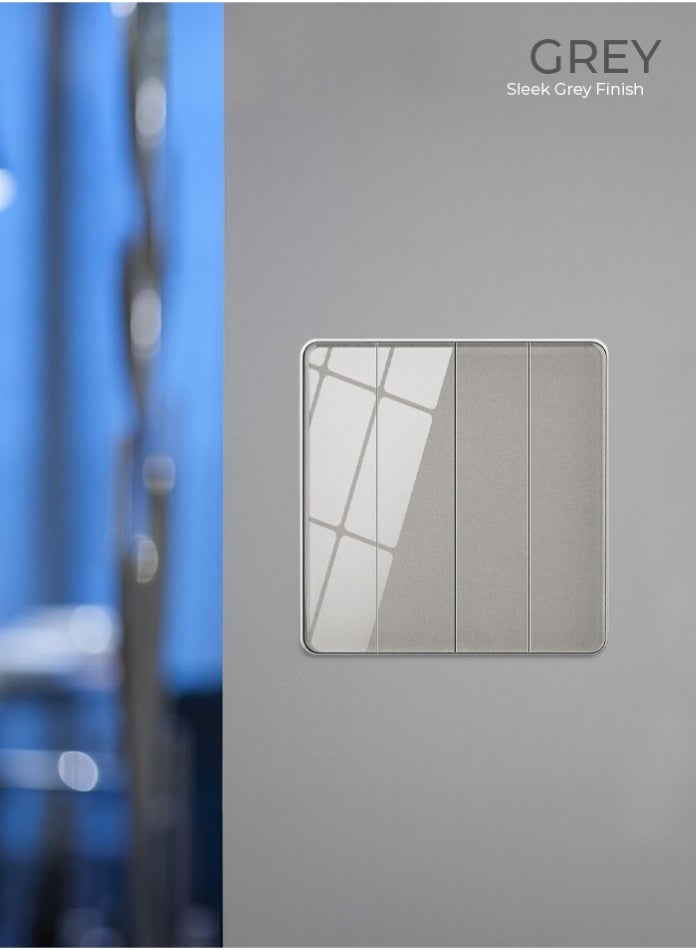 Vmax 4-Gang 2-Way Plate Switch – Modern Square Design, Smooth Quad Control, Durable & Easy Install Wall Switch (GREY) - Image 1