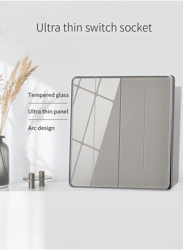 Vmax 4-Gang 2-Way Plate Switch – Modern Square Design, Smooth Quad Control, Durable & Easy Install Wall Switch (GREY) - Image 3