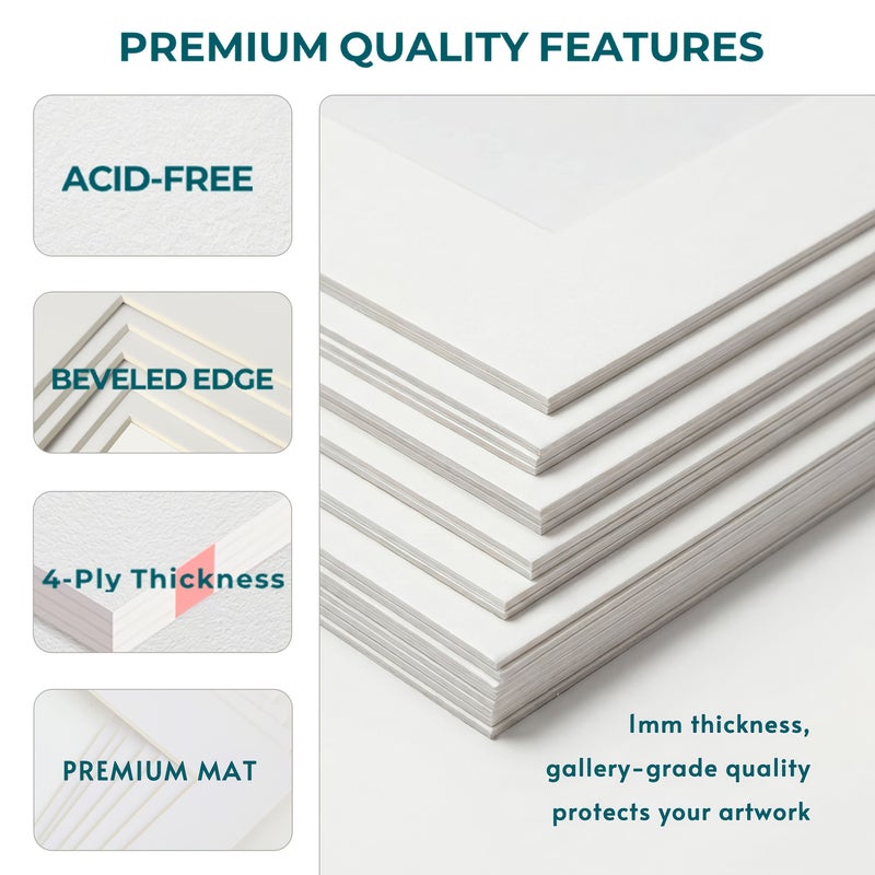 5 Pack White Mat Board Set A4 Acid Free for Photo Frames Wedding - Image 5