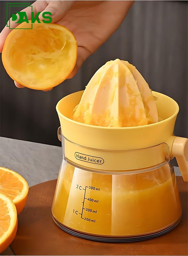 DAKS Manual Citrus Juicer 500ML – Green Hand Crank Lemon Orange Juicer, Portable Fruit Squeezer for Kitchen, Camping & Travel - Image 3