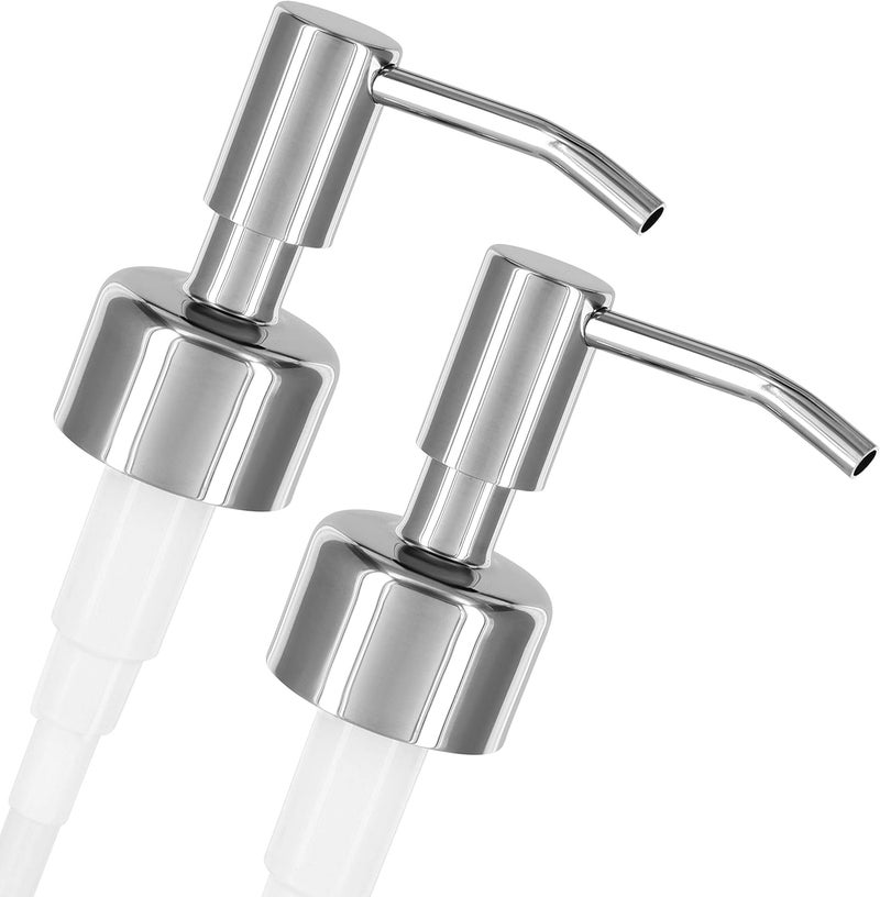Altglas Twin Pack - 2X Stainless Steel Soap Pump 'Budapest' as Replacement for Liquid Hand Soap Dispensers - fits Regular Mouth Bottles with 1.1 in / 28 mm Thread e.g. Jack Bottle (Silver Chrome) - Image 1