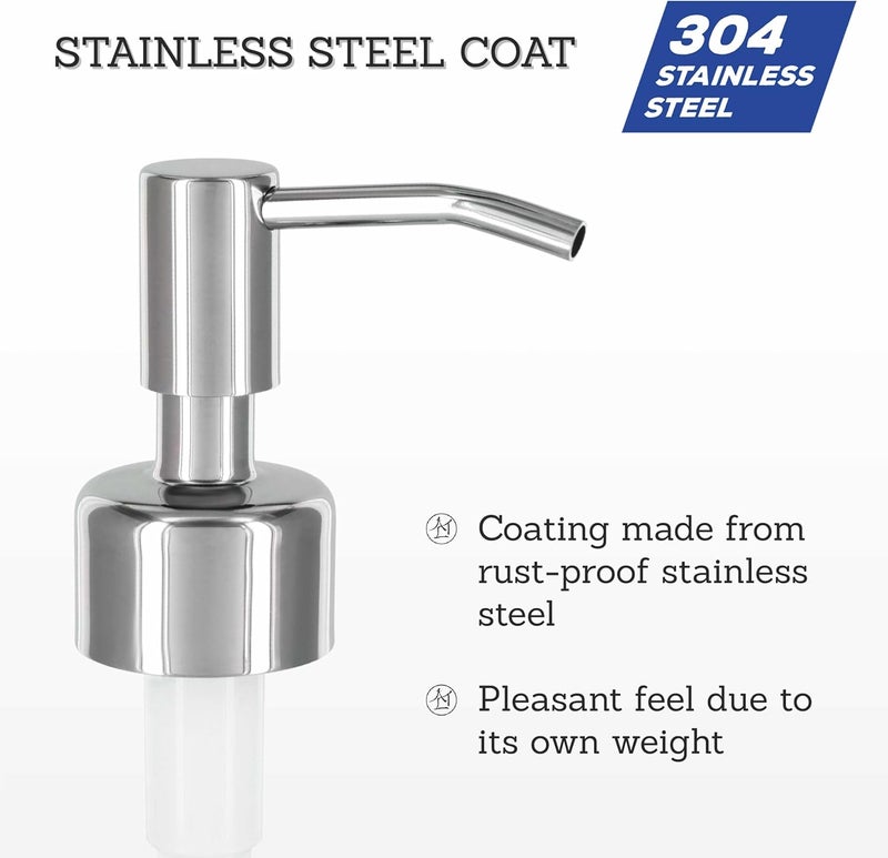 Altglas Twin Pack - 2X Stainless Steel Soap Pump 'Budapest' as Replacement for Liquid Hand Soap Dispensers - fits Regular Mouth Bottles with 1.1 in / 28 mm Thread e.g. Jack Bottle (Silver Chrome) - Image 3