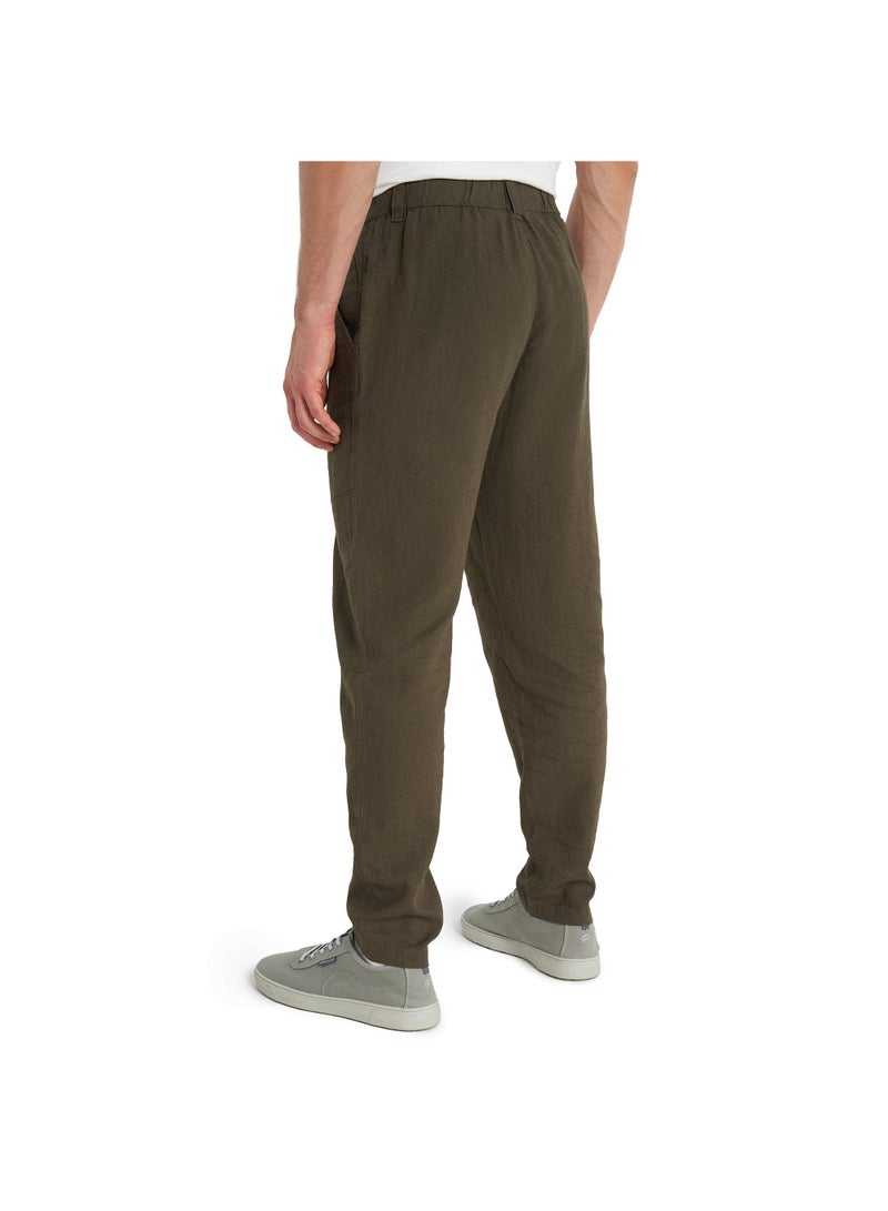 Outventure Outventure Men's Dark Brown Trousers – Linen-Viscose Blend, Loose Fit, Elastic Waistband, Adjustable Drawstring, 2 Pockets, Ideal for Outdoor Adventures  - Image 2